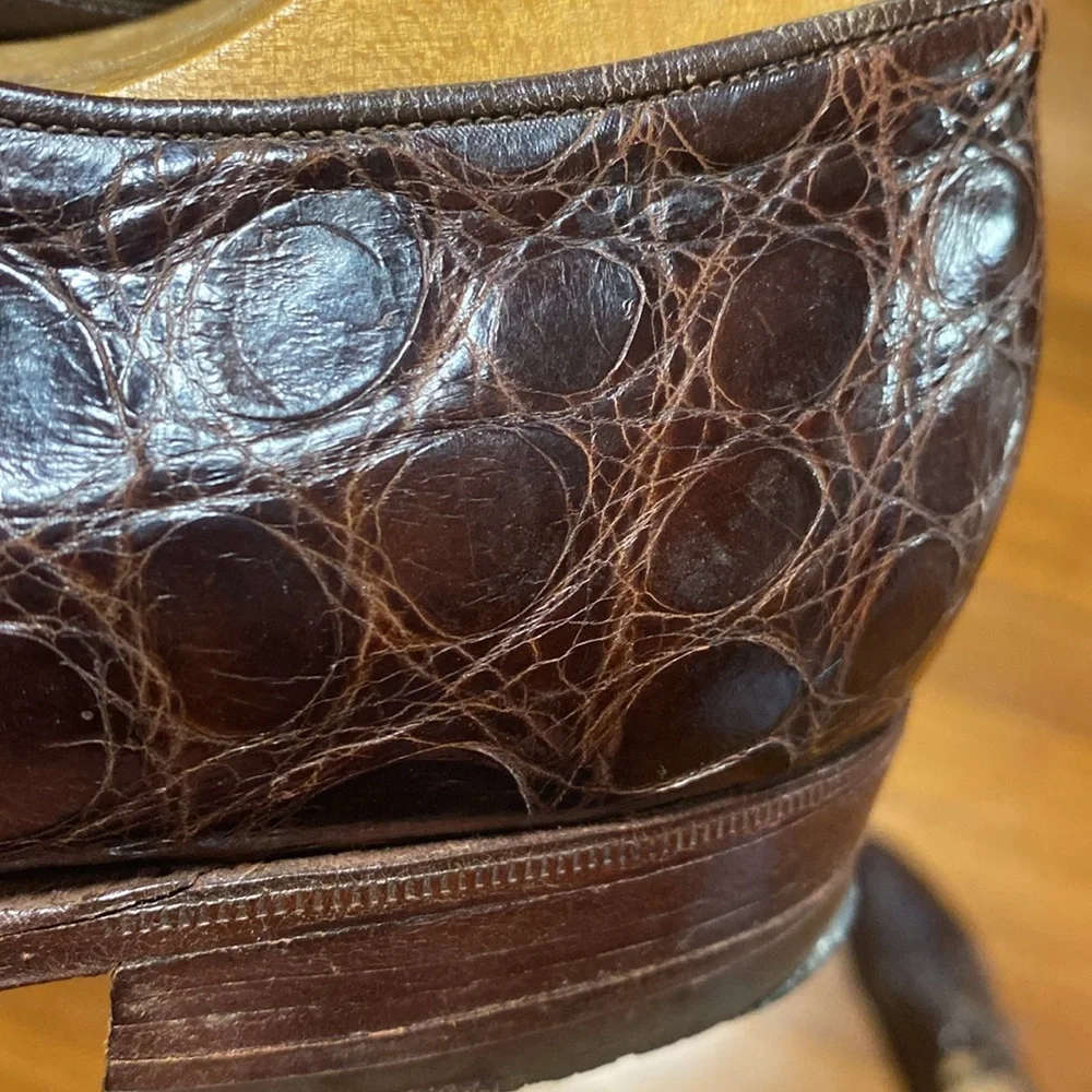 Vintage French shiner mens alligator shoes - Picture 10 of 12
